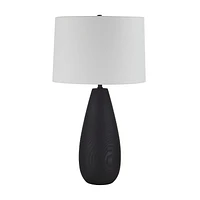 Tala 30" Tall Powder Coated Matte Black Iron Table Lamp with Tapered Linen Shade