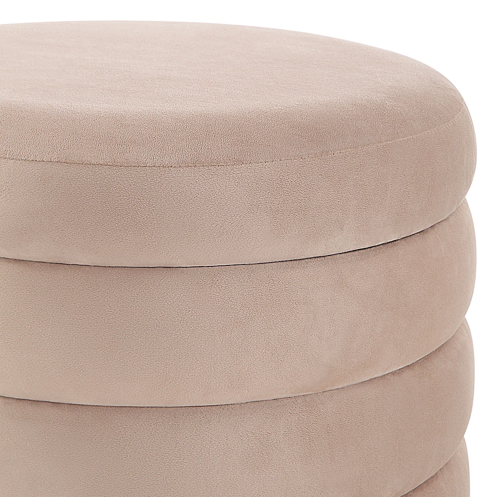 Ottoman Lloyd avec rangement en poly-velours beige