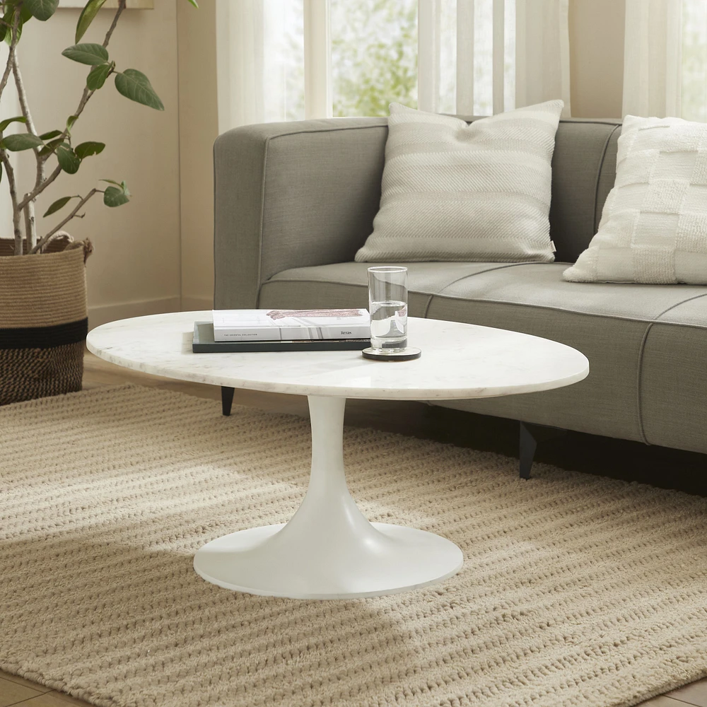 Table basse ovale Joselyn en aluminium blanc