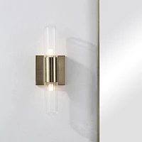 Chiara 15.75" Ribbed Clear 2-Light Wall Sconce