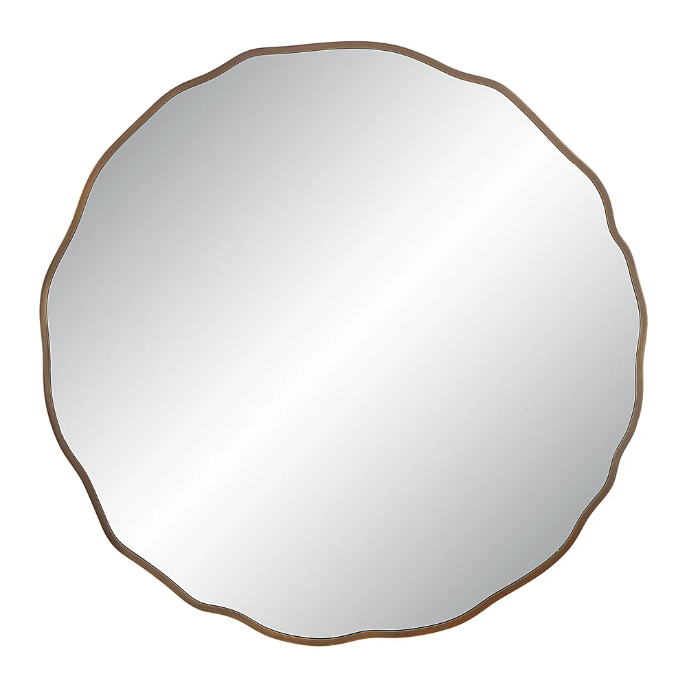 Bern 40" Tall Round Irregular Mirror, Antique Brushed Brass