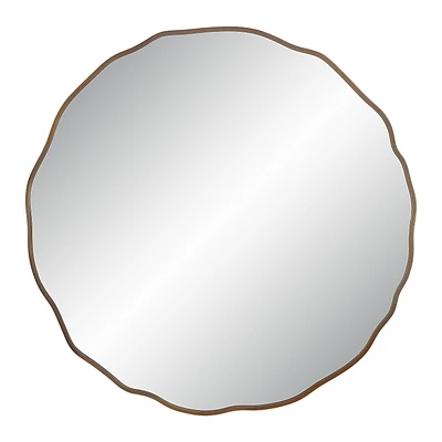 Bern 40" Tall Round Irregular Mirror, Antique Brushed Brass