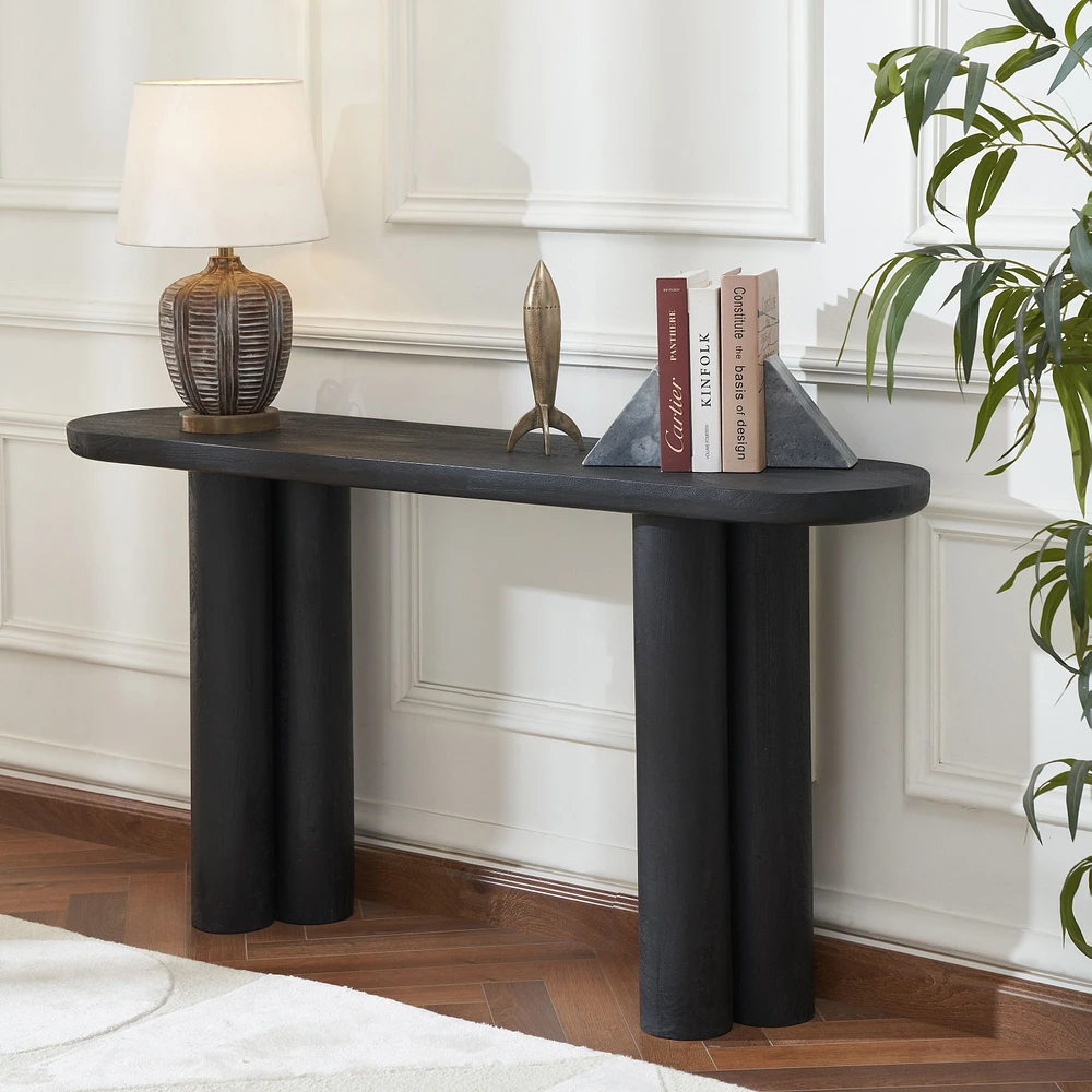 Table console « Dayna » en bois de manguier noir