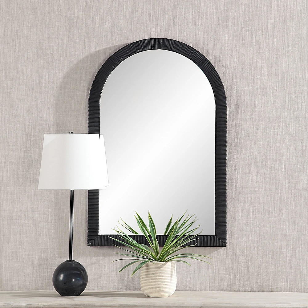 Prilly 36" Tall Arch Rectangular Mirror, Black