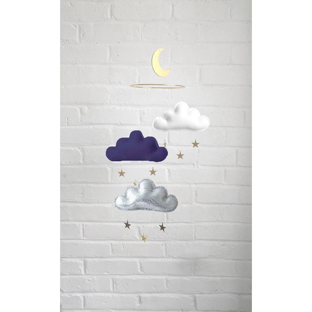 Cloud & Star Mobile - White, Navy & Silver