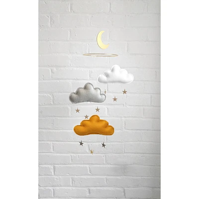 Cloud & Star Mobile - White, Grey & Orcher