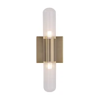 Chiara 15.75" Ribbed Clear 2-Light Wall Sconce