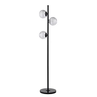 Khera 62" Tall Matte Black Floor Lamp with Globe Glass Shade