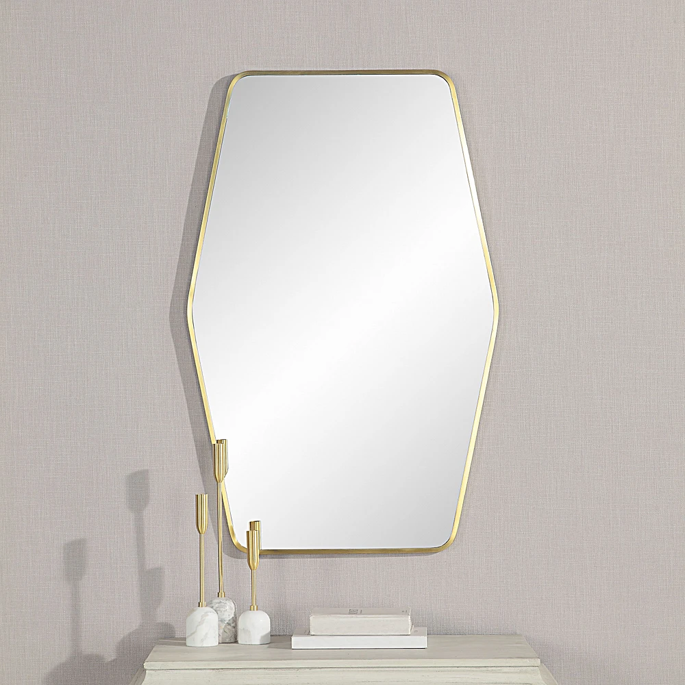 Miroir rectangulaire Mocha en laiton satiné