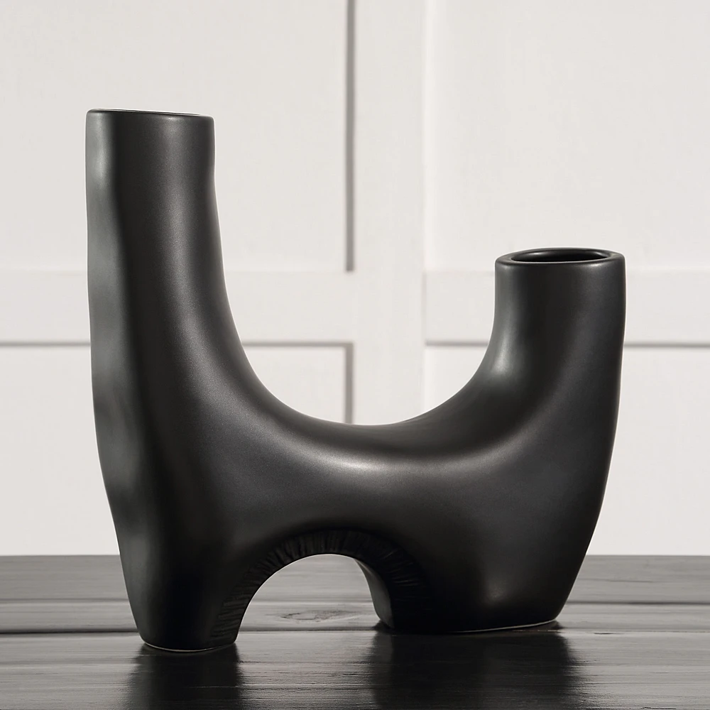 Vase « Doppio » en céramique noir