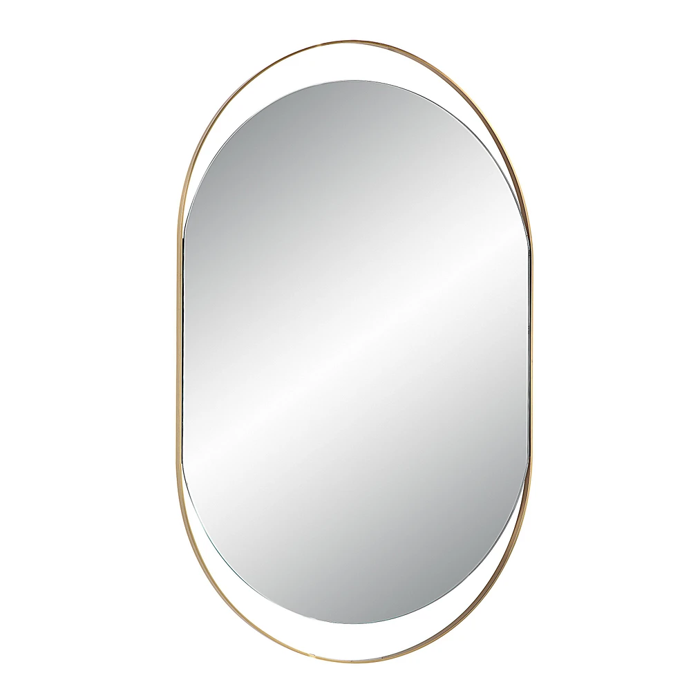 Miroir ovale Ecru en laiton satiné