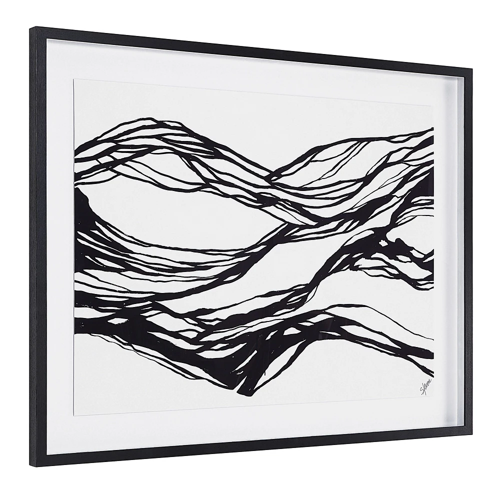 Mica 45" Wide Wall Art with Wood Frame, Painted Black