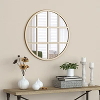 William Gold Framed Window Pane Mirror