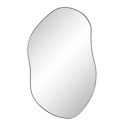 Noria 45" Tall Irregular Rectangular Oval Mirror, Burnished Brass