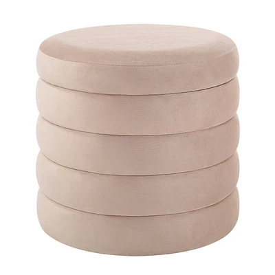 Ottoman Lloyd avec rangement en poly-velours beige