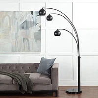 Folia 87" Tall Matte Black Floor Lamp with Dome Iron Shade