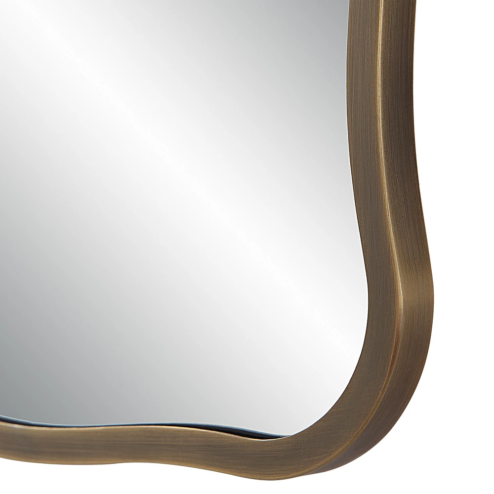 Basel 36" Tall Rectangular Irregular Mirror, Antique Brushed Brass