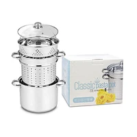 4-Piece Classic Stainless Steel Pasta Pot and Strainer Set