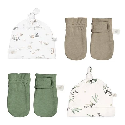 Bamboo Hats and Mitts, Set of 4 - Pandas & Jungle