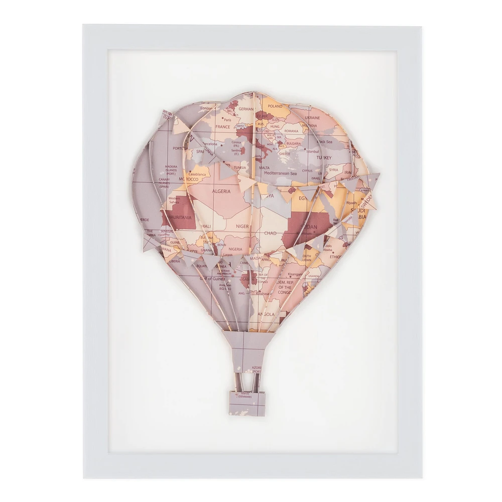 Floating Above Pink Hot Air Balloon Shadow Box