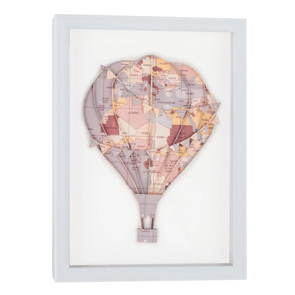 Floating Above Pink Hot Air Balloon Shadow Box