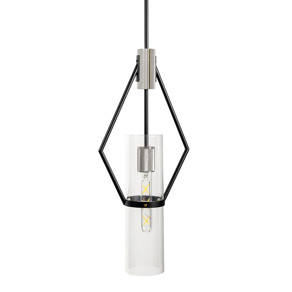 Everly Single Light Pendant Black and Chrome