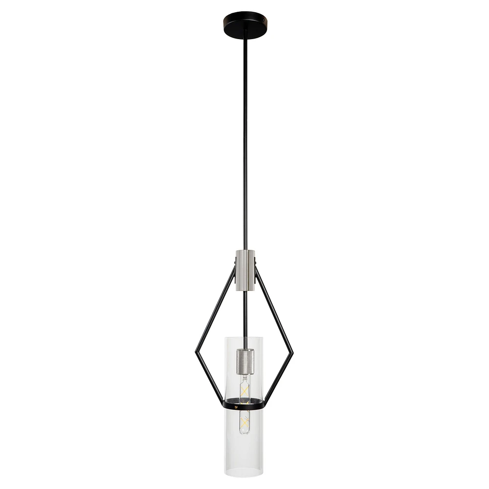 Everly Single Light Pendant Black and Chrome