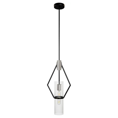 Everly Single Light Pendant Black and Chrome