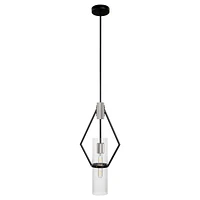 Everly Single Light Pendant Black and Chrome