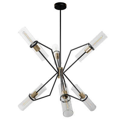 Everly 6 Light Chandelier Black and Brass