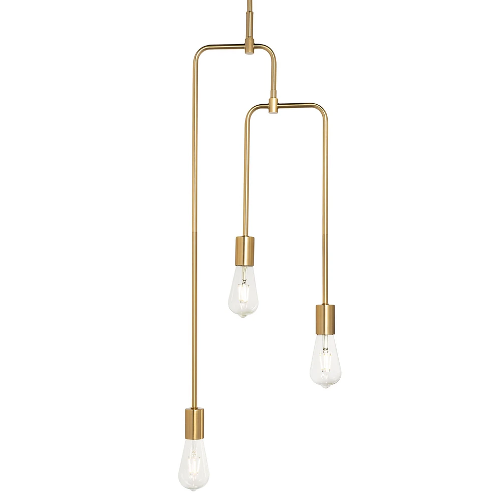 Chandler 3 Light Brass Metal Pendant