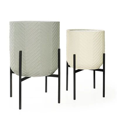 Ginkgo Metal Floor Planters Set of 2