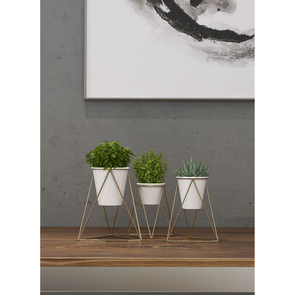 Set of 3 Viola Metal Table Top Planters