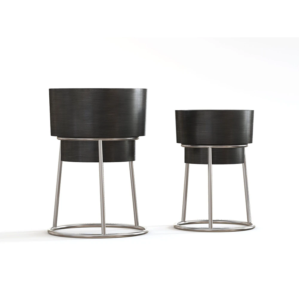 Set of 2 Laney Metal Silver Planters