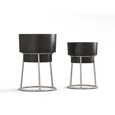 Set of 2 Laney Metal Silver Planters 