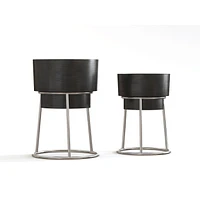 Set of 2 Laney Metal Silver Planters