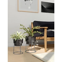 Set of 2 Laney Metal Silver Planters
