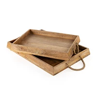 Set of 2 Caydence Rectangle Wood Trays