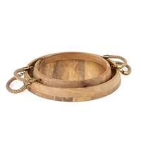 Set of 2 Benjamin Round Wood Trays