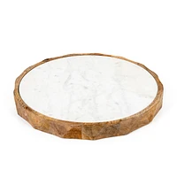 Carmelo 15" Round Marble and Wood Serving Board