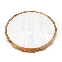 Carmelo 15" Round Marble and Wood Serving Board