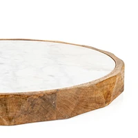 Carmelo 15" Round Marble and Wood Serving Board