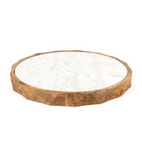 Carmelo 15" Round Marble and Wood Serving Board