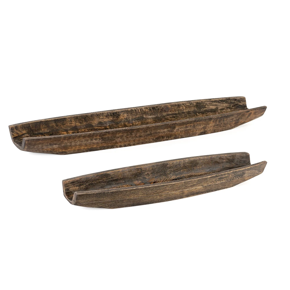 Set of 2 Colbie Wood Boat Trays