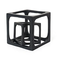 Set of 2 Selena Black Decorative Cube Sculptures