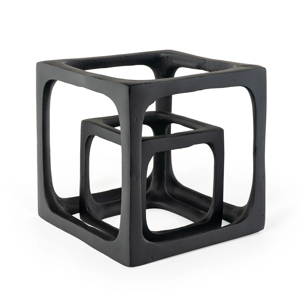 Set of 2 Selena Black Decorative Cube Sculptures