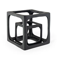 Set of 2 Selena Black Decorative Cube Sculptures