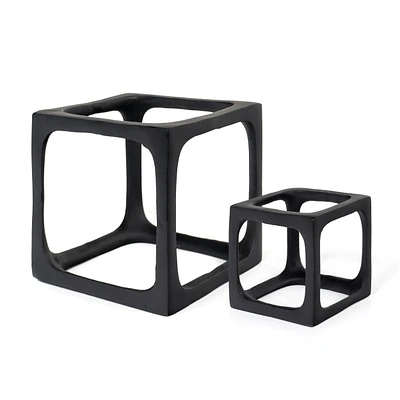 Set of 2 Selena Black Decorative Cube Sculptures