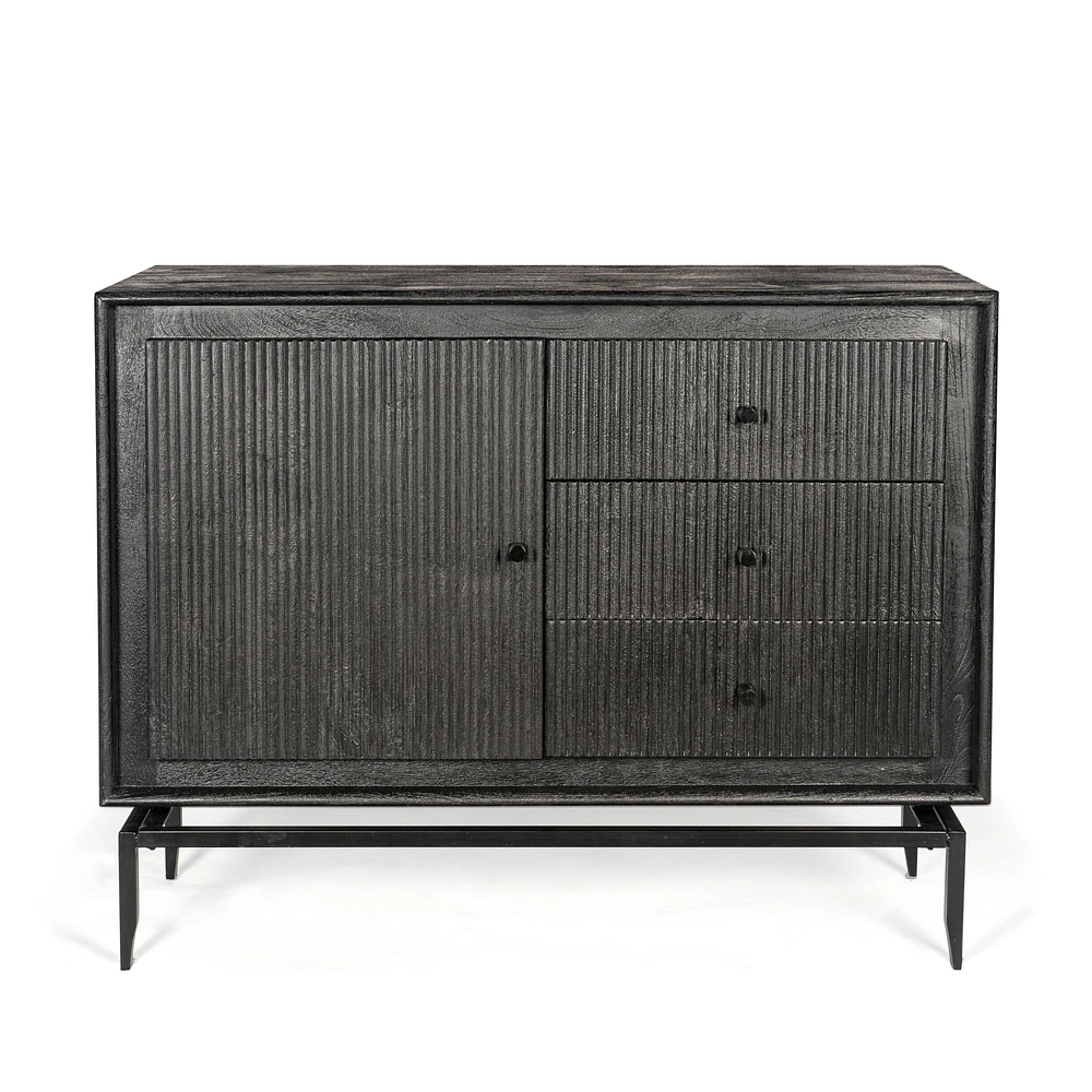 Camilo 3-Drawer Wood Accent Black Cabinet