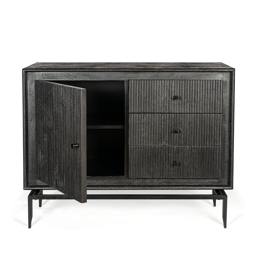 Camilo 3-Drawer Wood Accent Black Cabinet